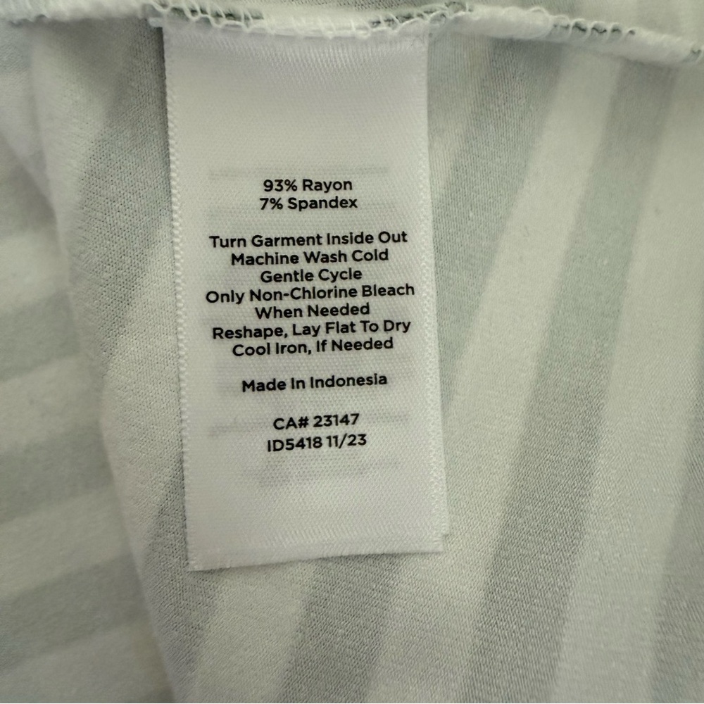 Talbots 2X Green & White Striped Soft, Flowy Rayon Blend Dress - Picture 3 of 4